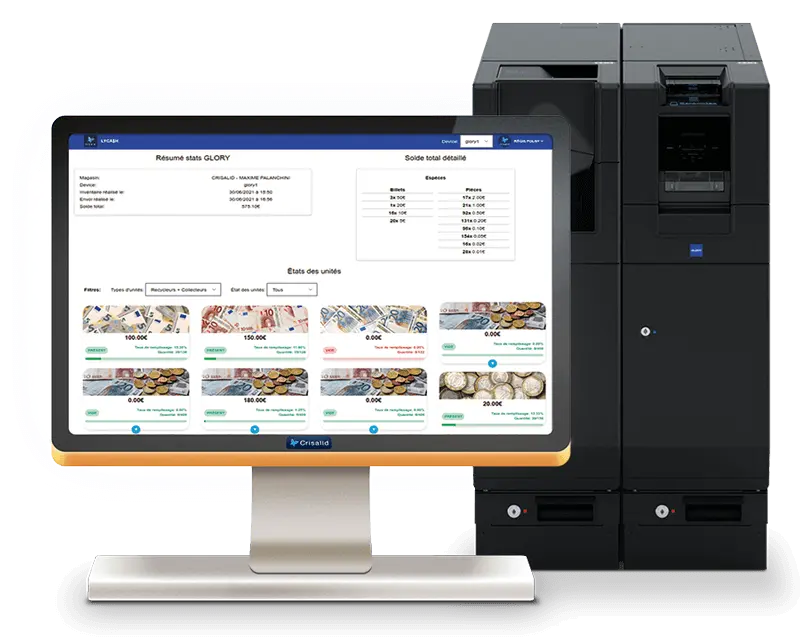 Monnayeur Glory CI-10 et application Crisalid Lycash